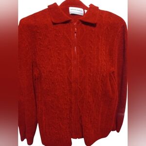 Alfred Dunner Red zip up Sweater Size Petite